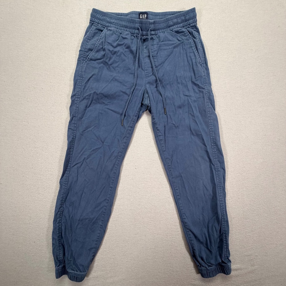 Gap‎ Joggers Mens Small Good Blue Elastic Waist Drawstring Cotton Lyocell Pants